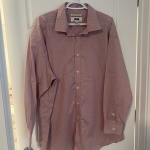 Joseph Abboud Men's Light Pink Button Down Shirt Neck Size 19”